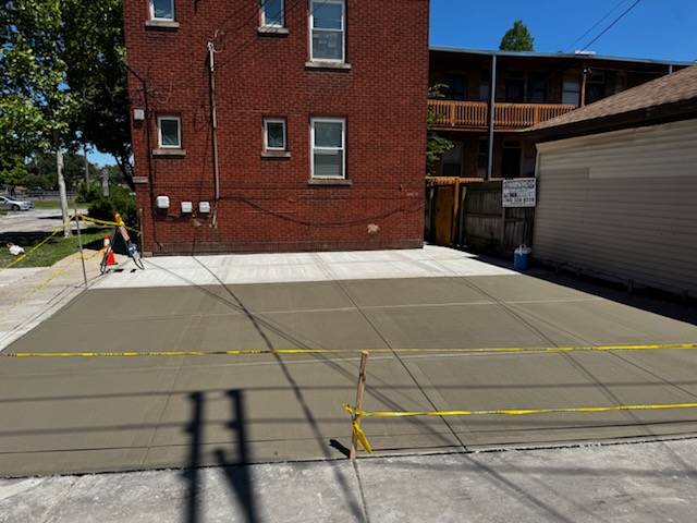 Fresh concrete driveway