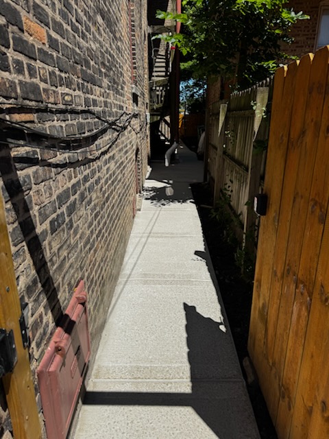 Finished concrete sidewalk
