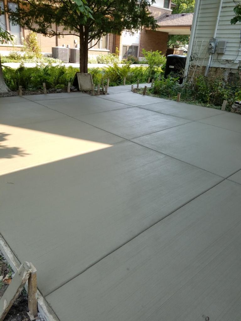 Finished residential concrete patio
